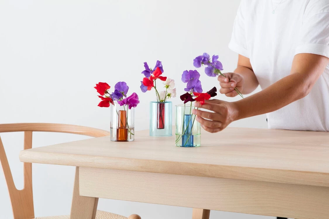 Block Design - Reversible Glass Vase - Small - Pink And Green 3 Block Design - Reversible Glass Vase - Small - Pink And Green - Image 3