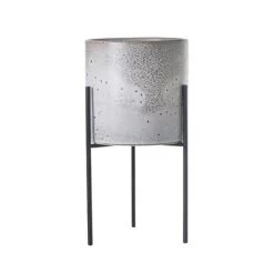 Veranda Speckled Ceramic Pot With Metal Stand