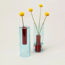 BLOCK DESIGN Reversible Glass Vase - Large- Blue And Red