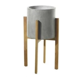 BERLIN Concrete Pot With Wood Stand