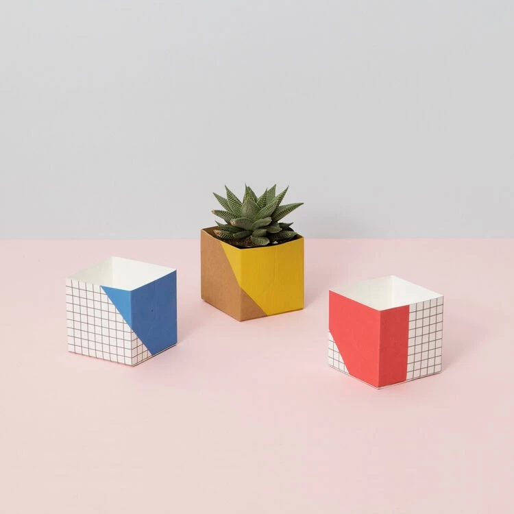 Geometric Plant Pot Cover - Washable Paper 1 Geometric Plant Pot Cover - Washable Paper