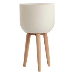 Landis Modern Tripod Planter With Wooden Legs